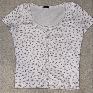 brandy melville white pink and green zelly top